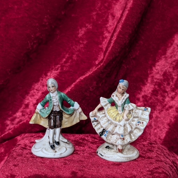 Other - German Bisque Miniature Figurines: Rococo Dancing CoupleVintage 2 1/2" Pair